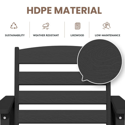 Set di 3 sedie Adirondack alte in plastica, set da conversazione per patio