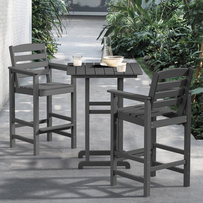 Set di 3 sedie Adirondack alte in plastica, set da conversazione per patio