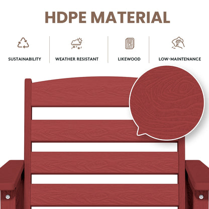 Set di 3 sedie Adirondack alte in plastica, set da conversazione per patio