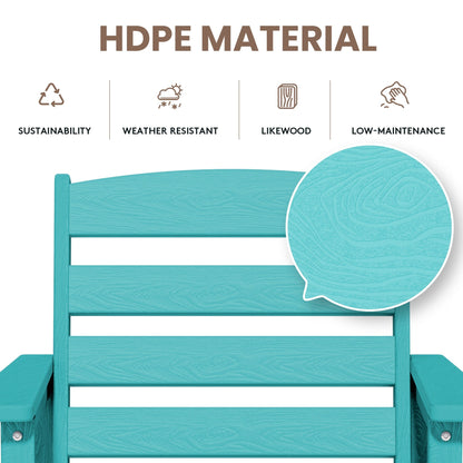 Set di 3 sedie Adirondack alte in plastica, set da conversazione per patio