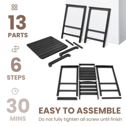 Set di 3 sedie Adirondack alte in plastica, set da conversazione per patio