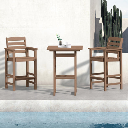 Set di 3 sedie Adirondack alte in plastica, set da conversazione per patio