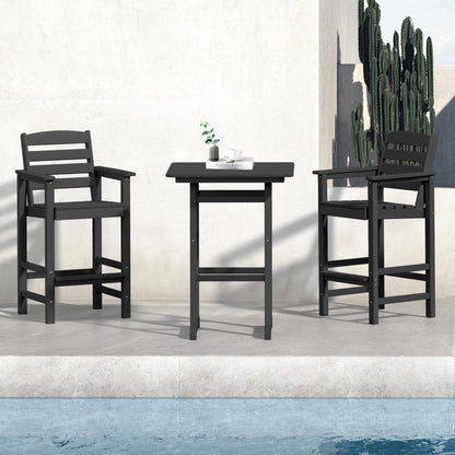 Set di 3 sedie Adirondack alte in plastica, set da conversazione per patio