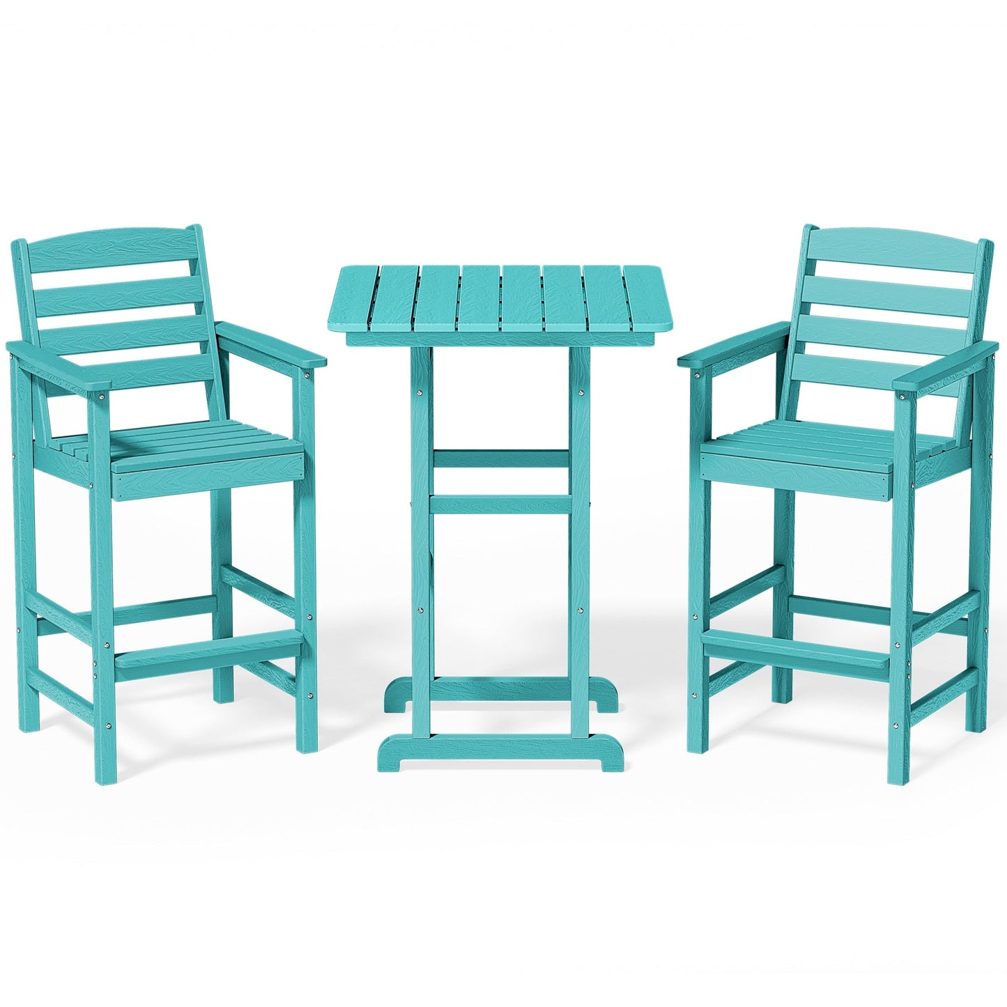 Set di 3 sedie Adirondack alte in plastica, set da conversazione per patio