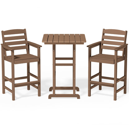 Set di 3 sedie Adirondack alte in plastica, set da conversazione per patio