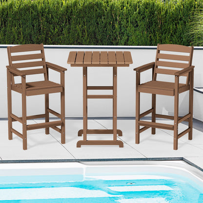 Set di 3 sedie Adirondack alte in plastica, set da conversazione per patio