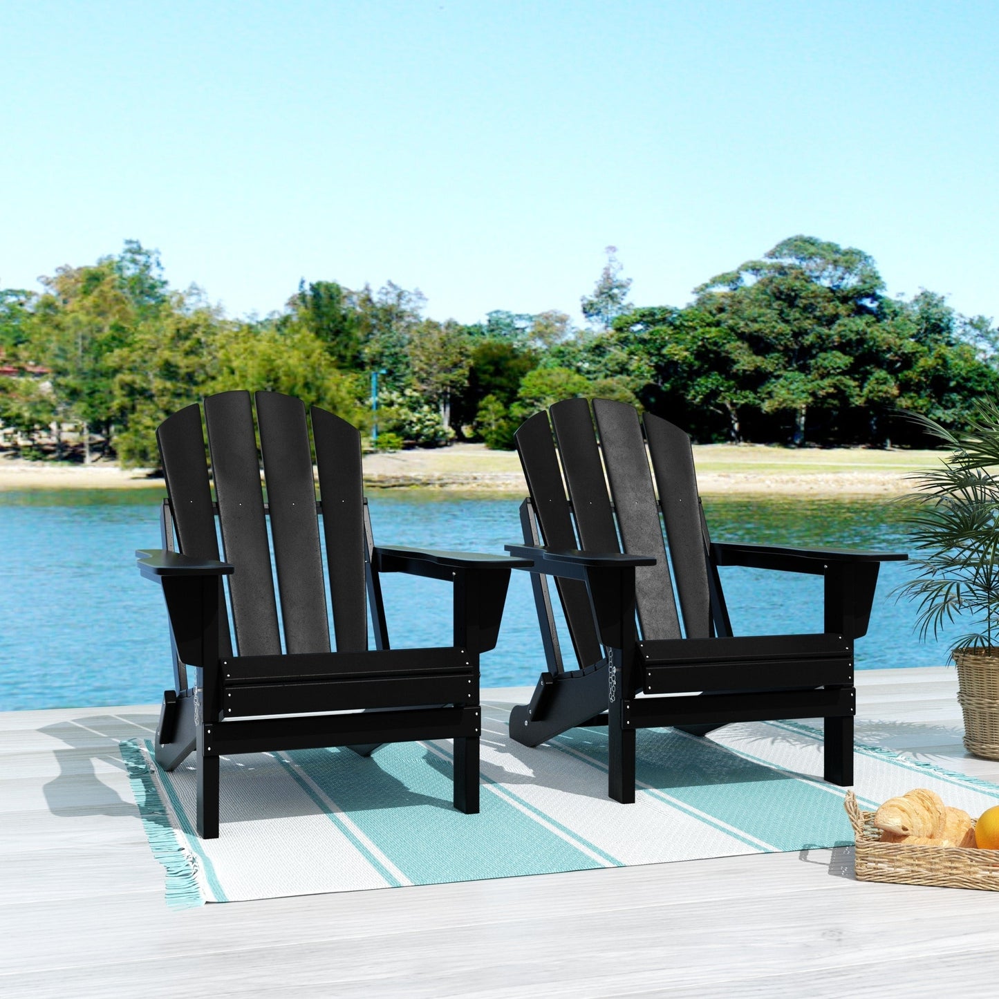 Sedie Adirondack pieghevoli per esterni e patio, resistenti alle intemperie, Polytrends Laguna (set da 2)