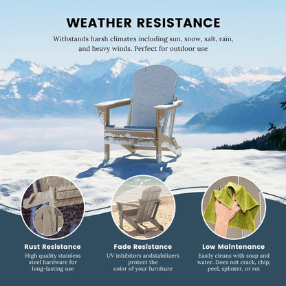 Sedia Adirondack pieghevole per esterni e patio, resistente allo sbiadimento e a tutte le condizioni atmosferiche, Polytrends Laguna