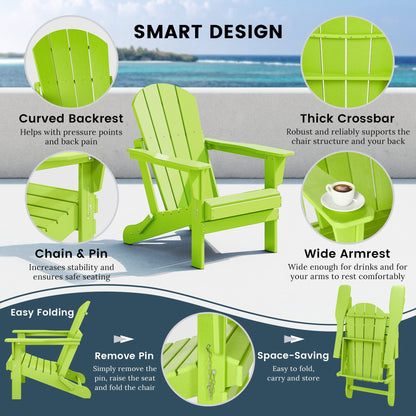 Sedia Adirondack pieghevole per esterni e patio, resistente allo sbiadimento e a tutte le condizioni atmosferiche, Polytrends Laguna