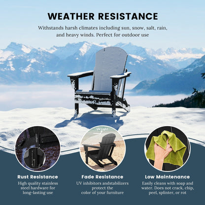 Sedia Adirondack pieghevole per esterni e patio, resistente allo sbiadimento e a tutte le condizioni atmosferiche, Polytrends Laguna