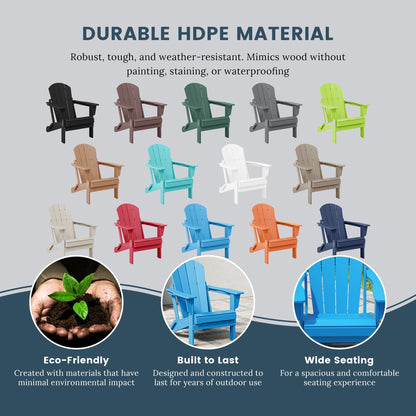 Sedia Adirondack pieghevole per esterni e patio, resistente allo sbiadimento e a tutte le condizioni atmosferiche, Polytrends Laguna