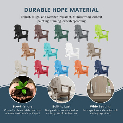 Sedia Adirondack pieghevole per esterni e patio, resistente allo sbiadimento e a tutte le condizioni atmosferiche, Polytrends Laguna