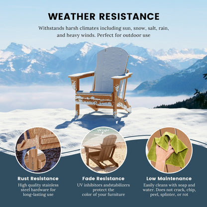 Sedia Adirondack pieghevole per esterni e patio, resistente allo sbiadimento e a tutte le condizioni atmosferiche, Polytrends Laguna