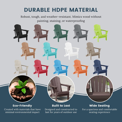 Sedie Adirondack pieghevoli per esterni e patio, resistenti alle intemperie, Polytrends Laguna (set da 2)