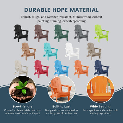 Sedie Adirondack pieghevoli per esterni e patio, resistenti alle intemperie, Polytrends Laguna (set da 2)