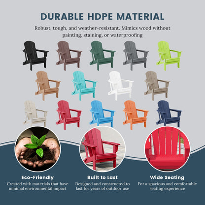 Sedie Adirondack pieghevoli per esterni e patio, resistenti alle intemperie, Polytrends Laguna (set da 2)