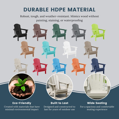 Sedie Adirondack pieghevoli per esterni e patio, resistenti alle intemperie, Polytrends Laguna (set da 2)