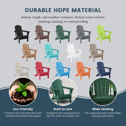 Sedie Adirondack pieghevoli per esterni e patio, resistenti alle intemperie, Polytrends Laguna (set da 2)