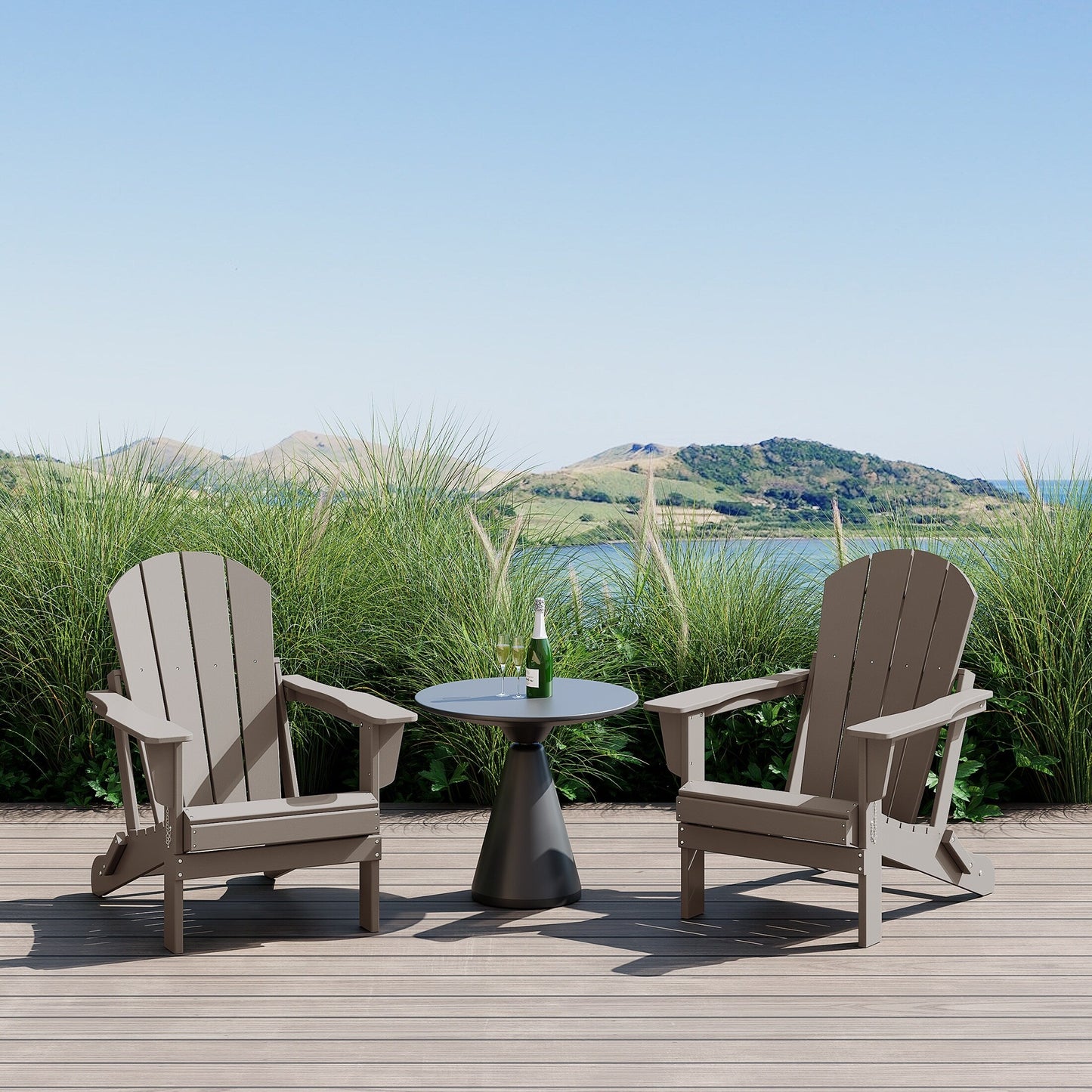 Sedie Adirondack pieghevoli per esterni e patio, resistenti alle intemperie, Polytrends Laguna (set da 2)