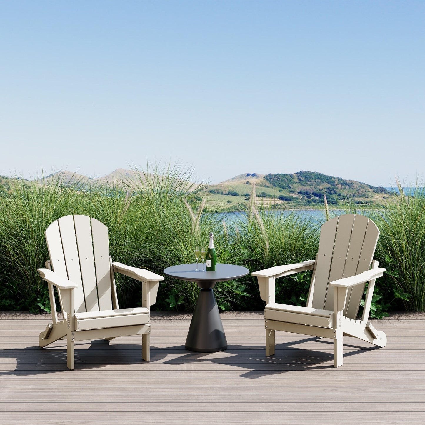 Sedie Adirondack pieghevoli per esterni e patio, resistenti alle intemperie, Polytrends Laguna (set da 2)