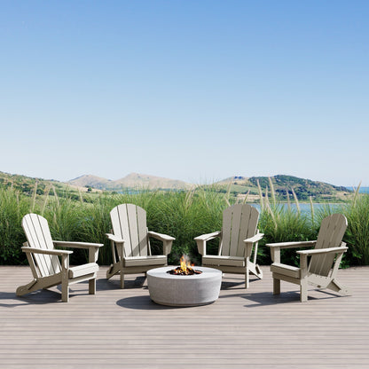 Sedie Adirondack pieghevoli per esterni e patio, resistenti alle intemperie, Polytrends Laguna (set da 4)