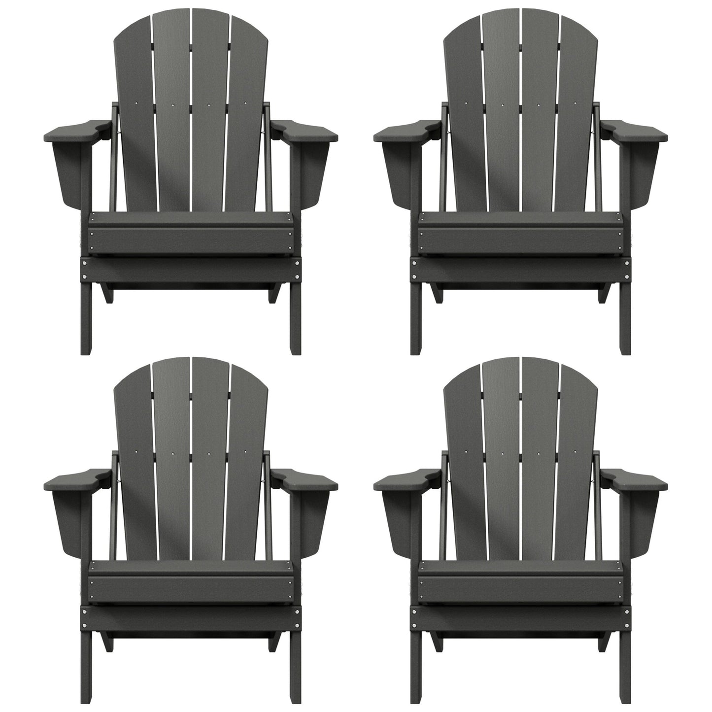 Sedie Adirondack pieghevoli per esterni e patio, resistenti alle intemperie, Polytrends Laguna (set da 4)