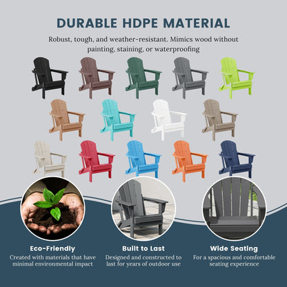 Sedie Adirondack pieghevoli per esterni e patio, resistenti alle intemperie, Polytrends Laguna (set da 4)