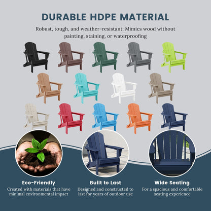 Sedie Adirondack pieghevoli per esterni e patio, resistenti alle intemperie, Polytrends Laguna (set da 4)