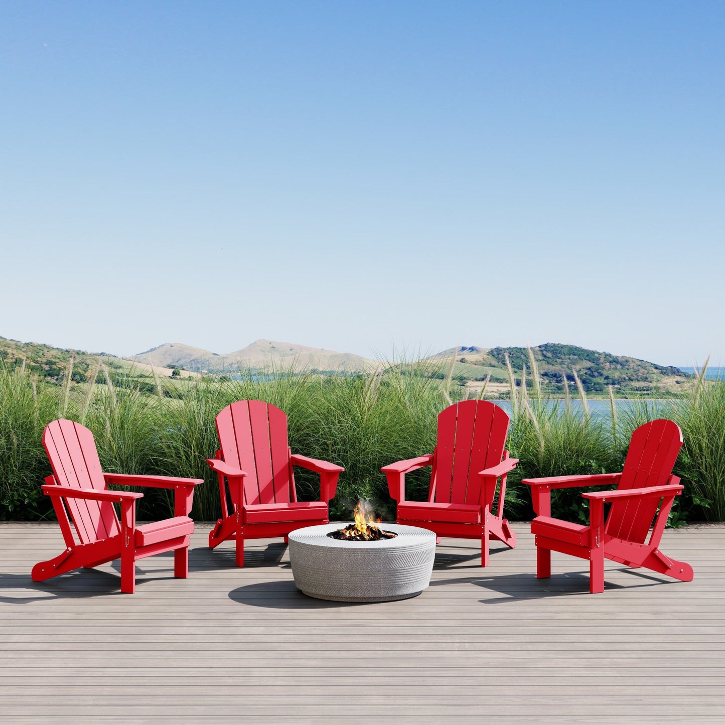 Sedie Adirondack pieghevoli per esterni e patio, resistenti alle intemperie, Polytrends Laguna (set da 4)