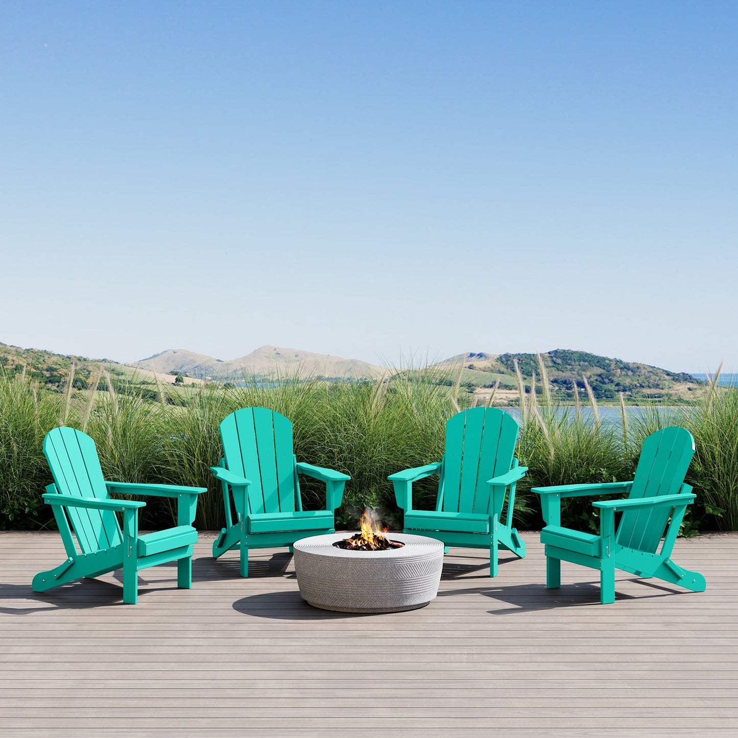Sedie Adirondack pieghevoli per esterni e patio, resistenti alle intemperie, Polytrends Laguna (set da 4)