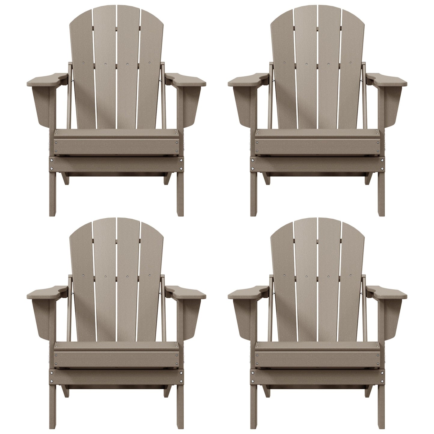 Sedie Adirondack pieghevoli per esterni e patio, resistenti alle intemperie, Polytrends Laguna (set da 4)