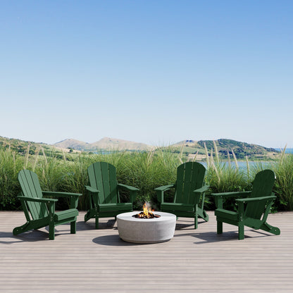 Sedie Adirondack pieghevoli per esterni e patio, resistenti alle intemperie, Polytrends Laguna (set da 4)