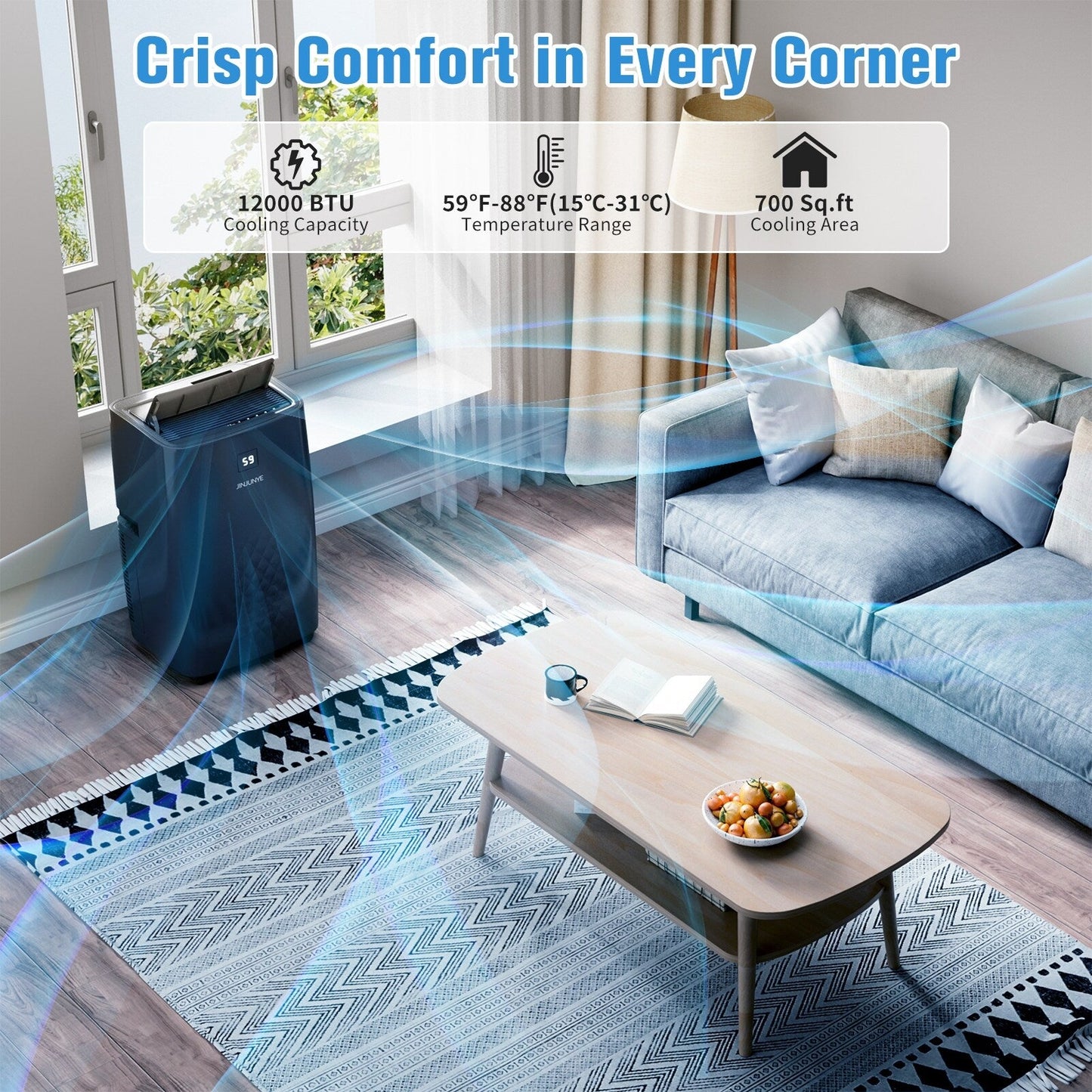 Condizionatore d'aria portatile con riscaldamento: raffreddamento da 12000 BTU e riscaldamento da 10000 BTU per stanze fino a 700 piedi quadrati