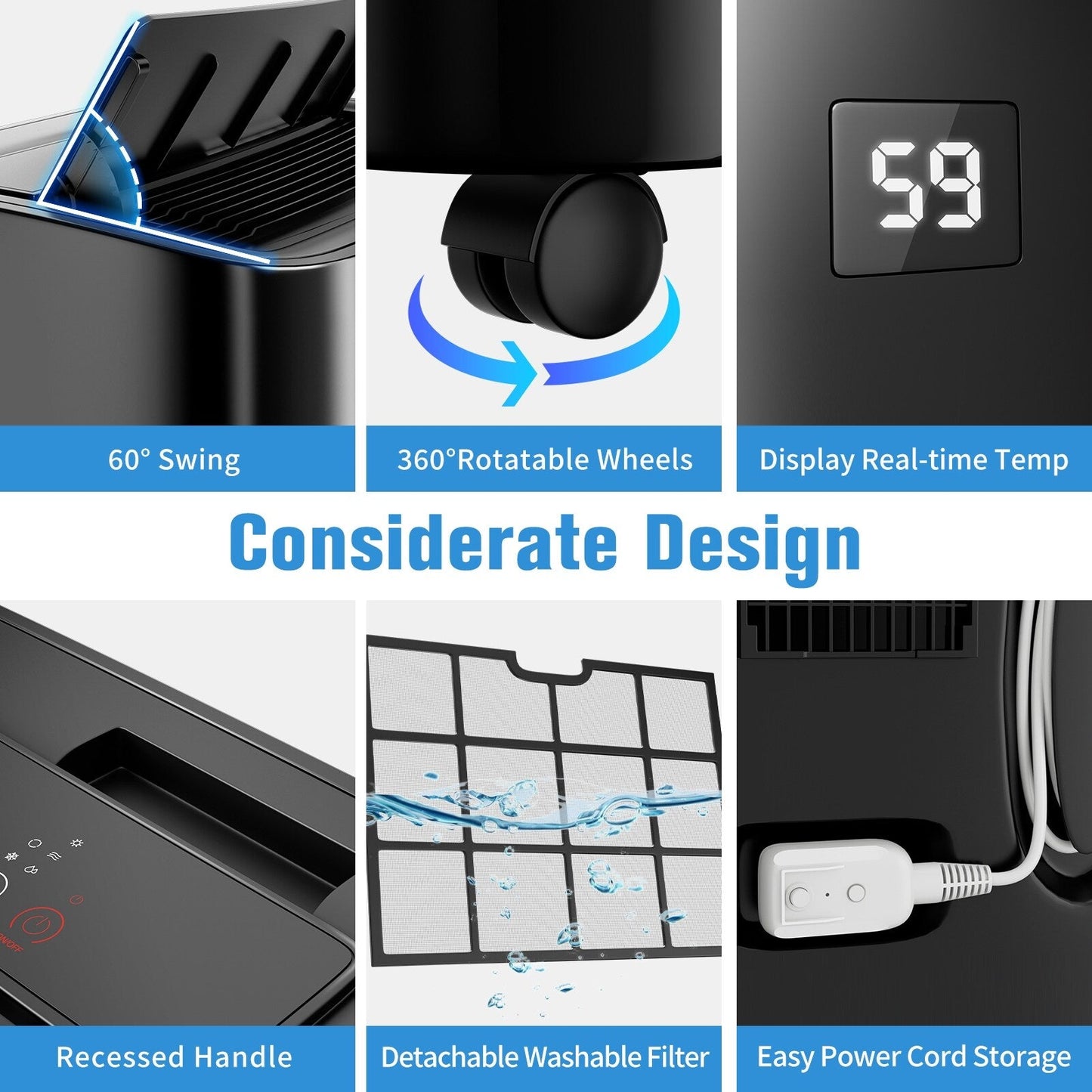 Condizionatore d'aria portatile con riscaldamento: raffreddamento da 12000 BTU e riscaldamento da 10000 BTU per stanze fino a 700 piedi quadrati
