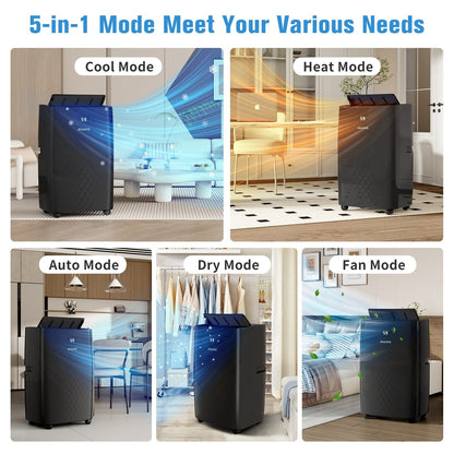 Condizionatore d'aria portatile con riscaldamento: raffreddamento da 12000 BTU e riscaldamento da 10000 BTU per stanze fino a 700 piedi quadrati