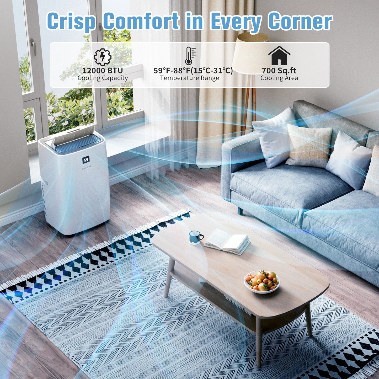 Condizionatore d'aria portatile con riscaldamento: raffreddamento da 12000 BTU e riscaldamento da 10000 BTU per stanze fino a 700 piedi quadrati