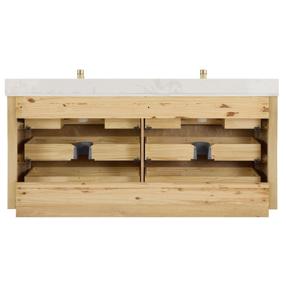 Mobile bagno Porto con piano in pietra di quarzo bianco senza specchio