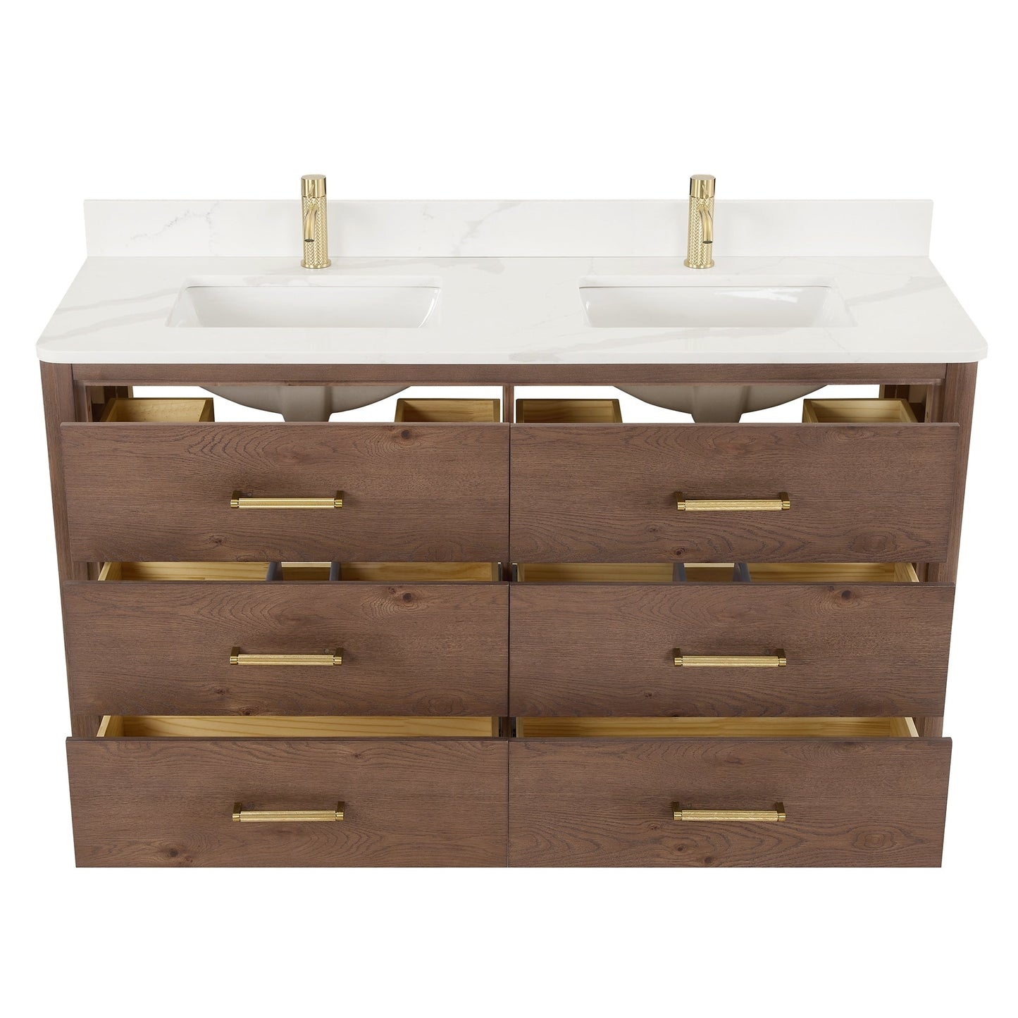 Mobile bagno Porto con piano in pietra di quarzo bianco senza specchio