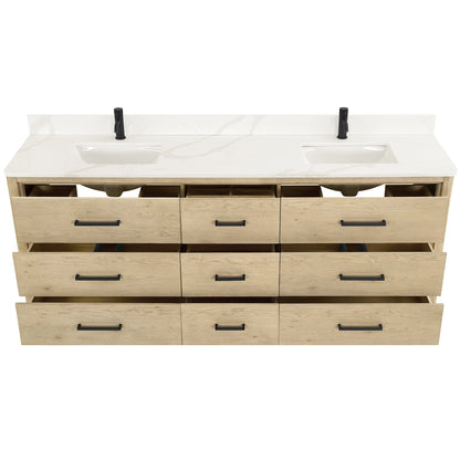 Mobile bagno Porto con piano in pietra di quarzo bianco senza specchio