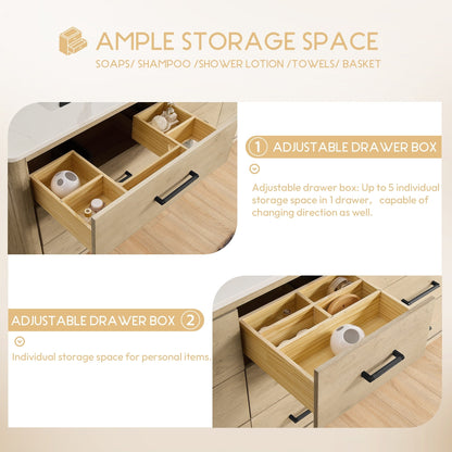 Mobile bagno Porto con piano in pietra di quarzo bianco senza specchio