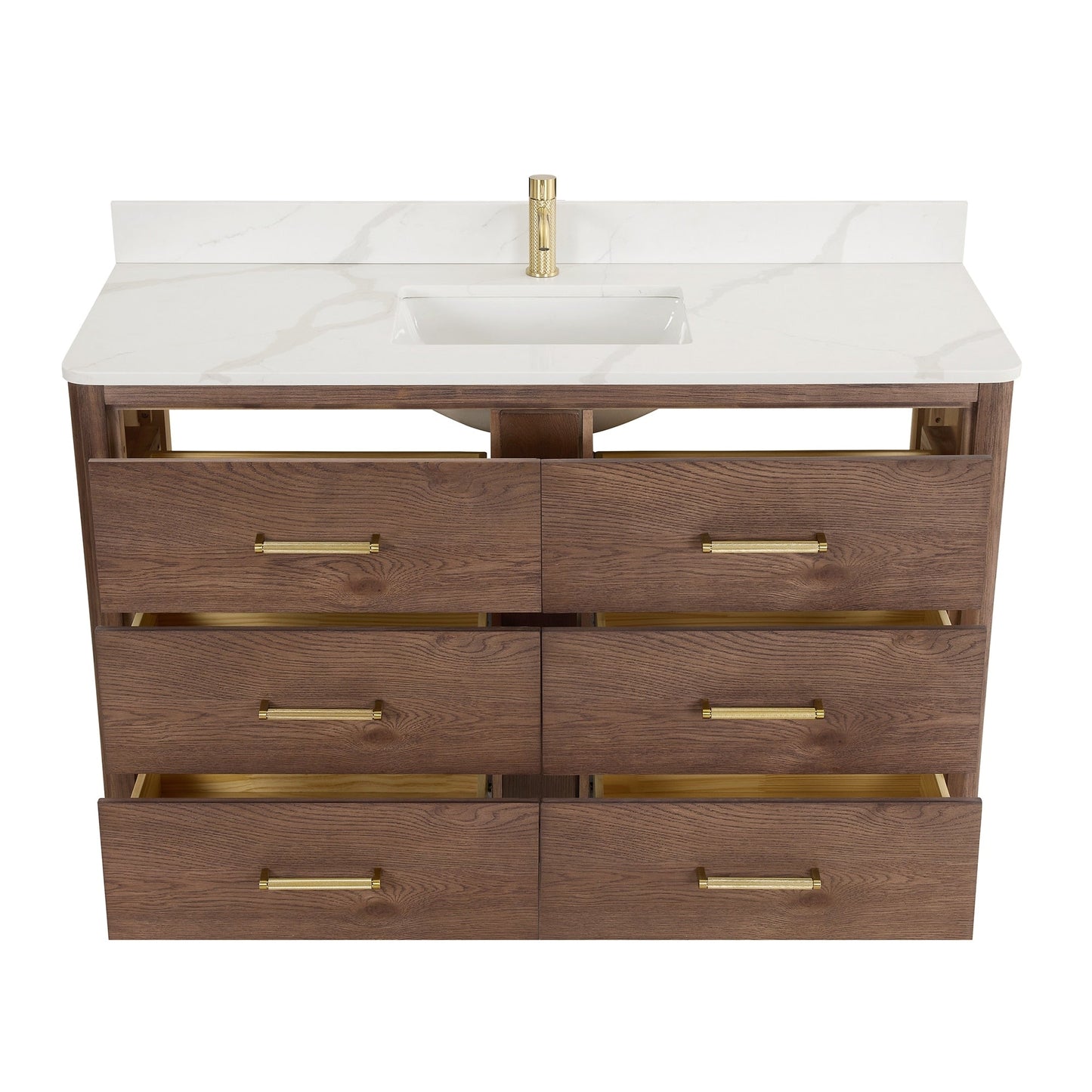 Mobile bagno Porto con piano in pietra di quarzo bianco senza specchio