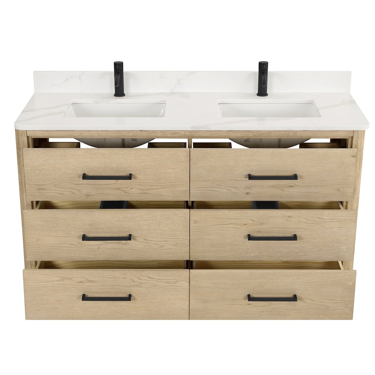 Mobile bagno Porto con piano in pietra di quarzo bianco senza specchio