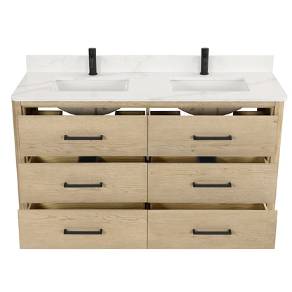 Mobile bagno Porto con piano in pietra di quarzo bianco senza specchio