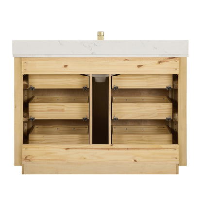 Mobile bagno Porto con piano in pietra di quarzo bianco senza specchio