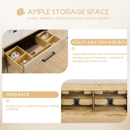 Mobile bagno Porto con piano in pietra di quarzo bianco senza specchio