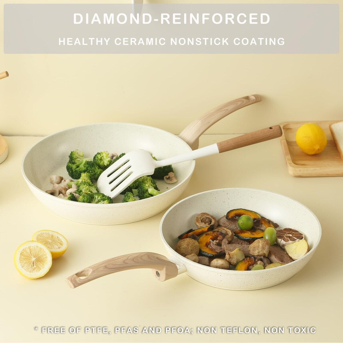 Set di pentole e padelle antiaderenti, set di pentole in ceramica, set da cucina antiaderente con padella, casseruola e padella per saltare