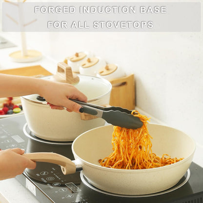 Set di pentole e padelle antiaderenti, set di pentole in ceramica, set da cucina antiaderente con padella, casseruola e padella per saltare