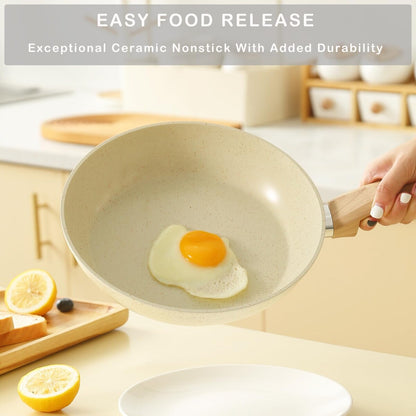 Set di pentole e padelle antiaderenti, set di pentole in ceramica, set da cucina antiaderente con padella, casseruola e padella per saltare