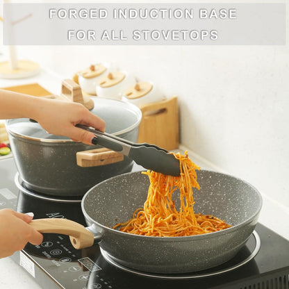 Set di pentole e padelle antiaderenti, set di pentole in ceramica, set da cucina antiaderente con padella, casseruola e padella per saltare