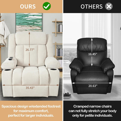 Poltrona reclinabile elettrica per anziani, poltrone reclinabili in tessuto con poggiapiedi esteso, con 2 portabicchieri, tasche laterali, telecomando